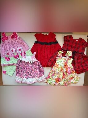 Red Lace Girls' Dress with Black Waist Band - Kids Dresses